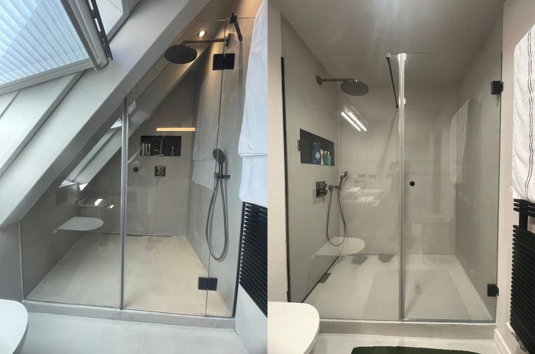 Instalación de mamparas de ducha a medida en baño moderno – Proyecto en Vielha, Valle de Arán